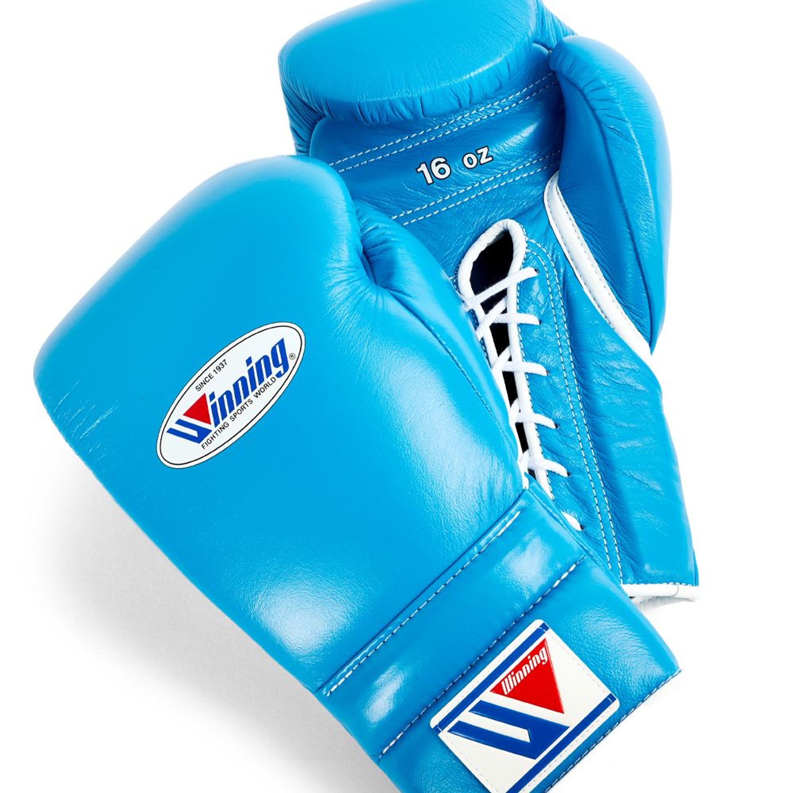 Winning boxing gloves Sky blue Leather Training  Lace up gloves