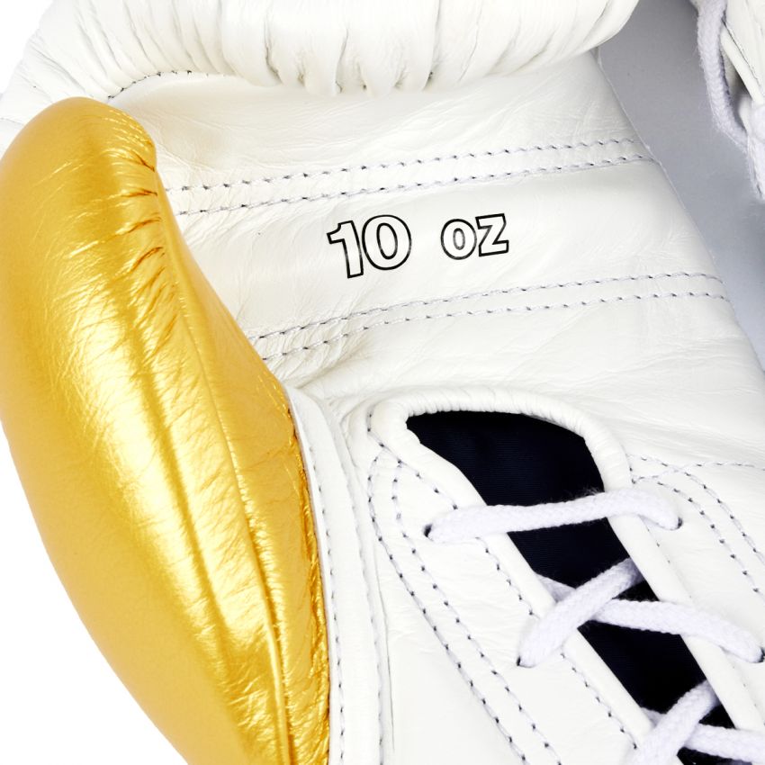 Winning boxing gloves White Gold Leather 16oz Lace up - Velcro