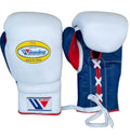 Winning boxing gloves White Red Blue Leather Lace up 