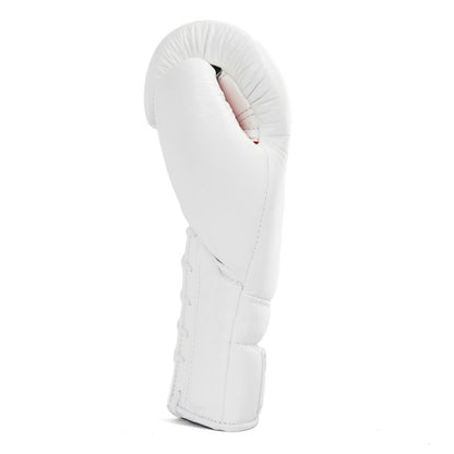 Winning boxing gloves White Red Leather 16oz Lace up - Velcro
