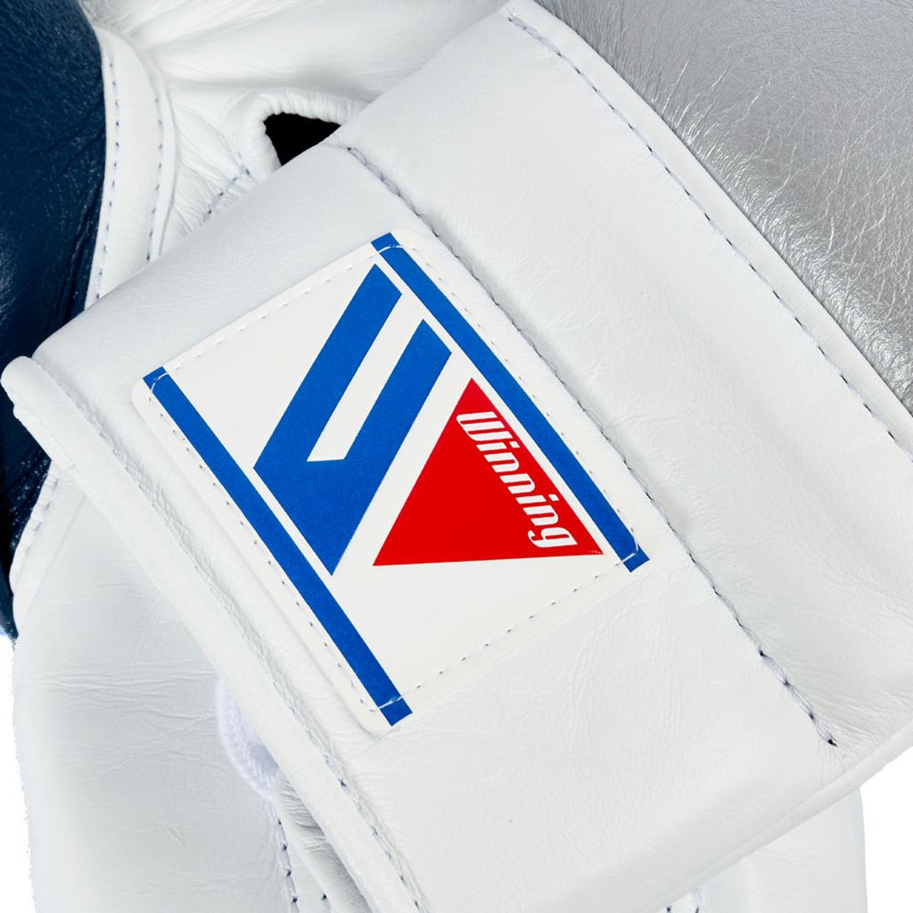 Winning boxing gloves White Silver Leather Lace up Training gloves
