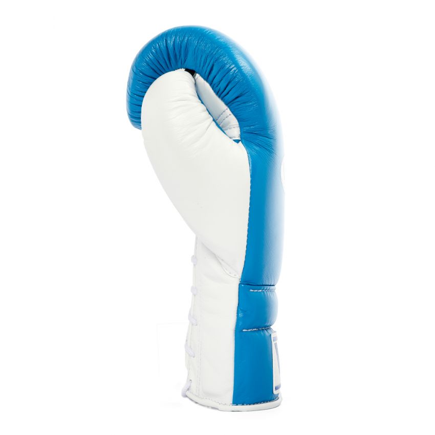 Winning boxing gloves White Sky Blue Leather 14oz Lace up