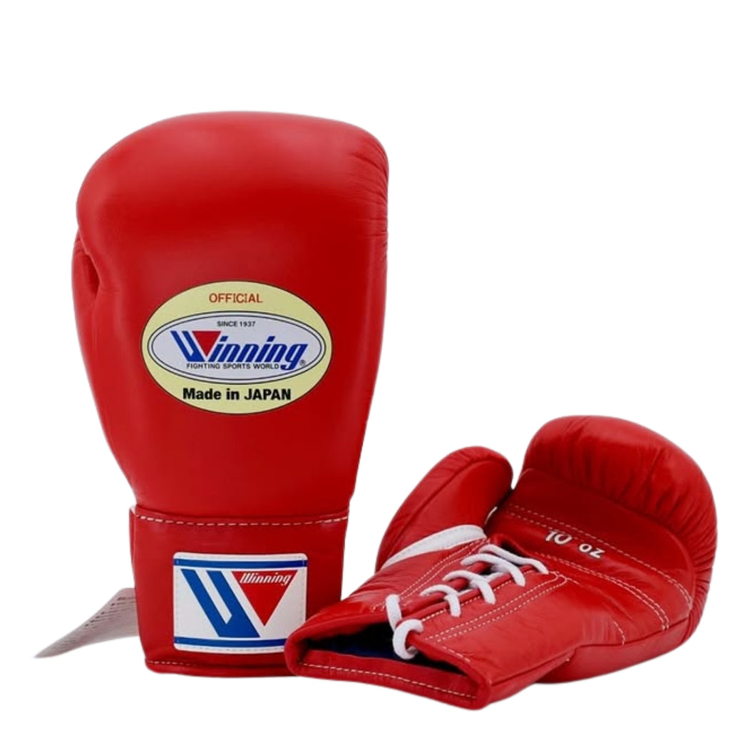 Winning boxing gloves red Leather Lace up or Velcro