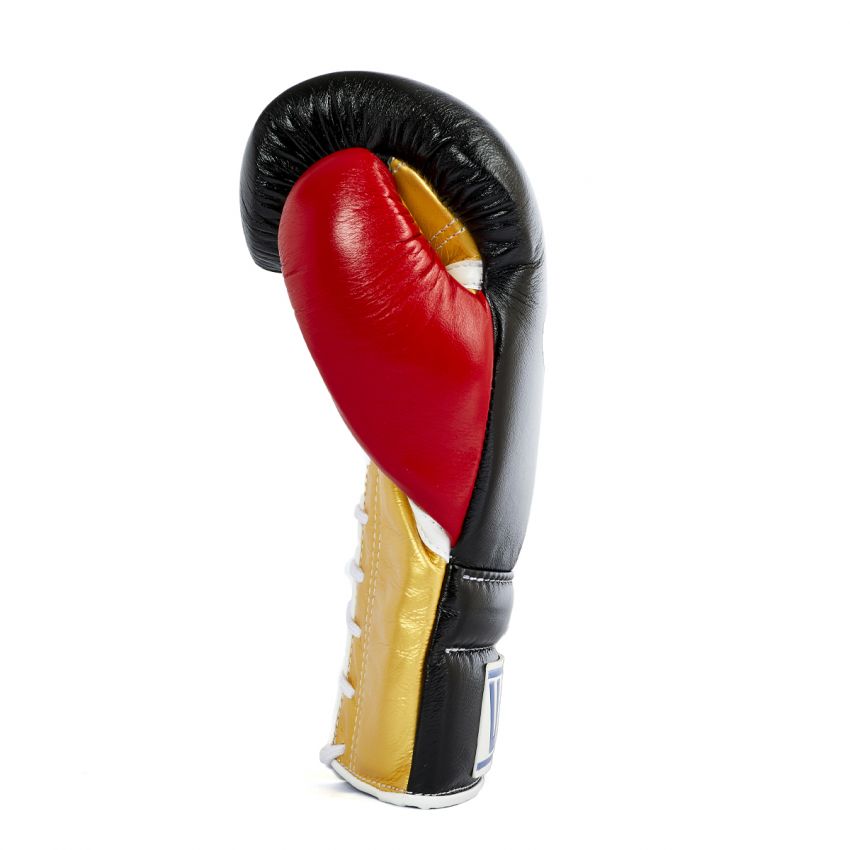 Winning boxing gloves red black gold Leather Lace up