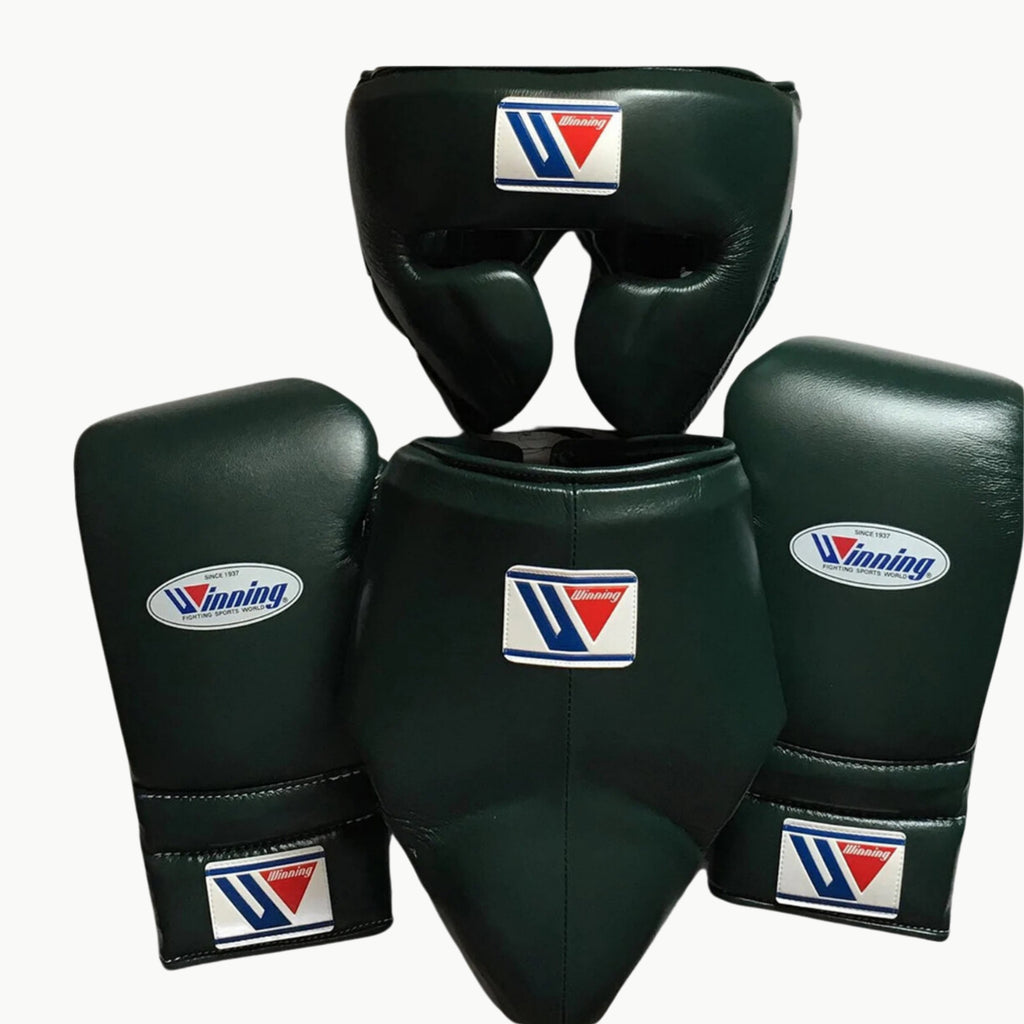 Winning boxing gloves set Dark Green leather