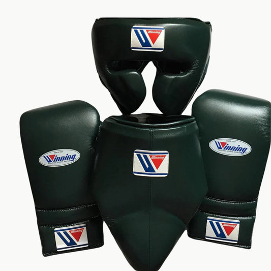 Winning boxing gloves set Dark Green leather