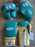 Winning boxing gloves set Green Golden 