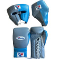 Winning boxing gloves set Grey Sky Blue Leather 