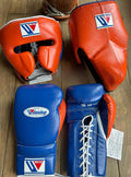 Winning boxing gloves set Orange Blue Leather