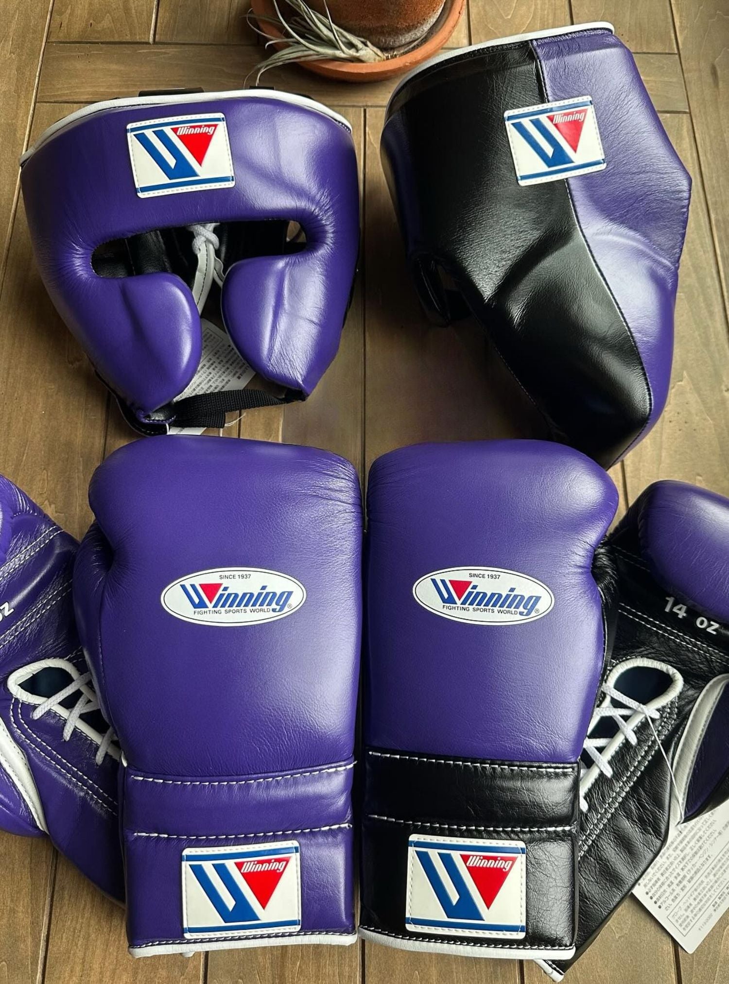 Winning boxing gloves set Purple Black 