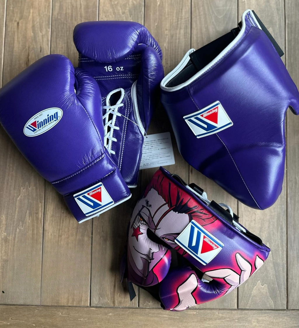 Winning boxing gloves set Purple Leather

