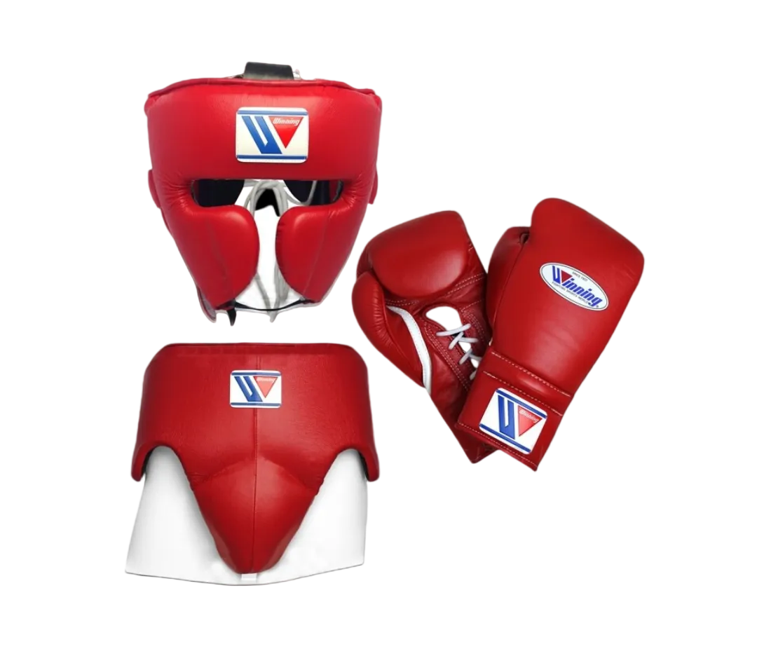 Winning boxing gloves set red