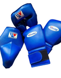 Winning boxing set Blue Leather Velcro Gloves