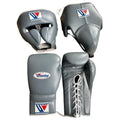 Winning boxing set Grey Leather Face Groin Protection 