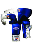 Winning boxing set Silver Blue Gloves laceup