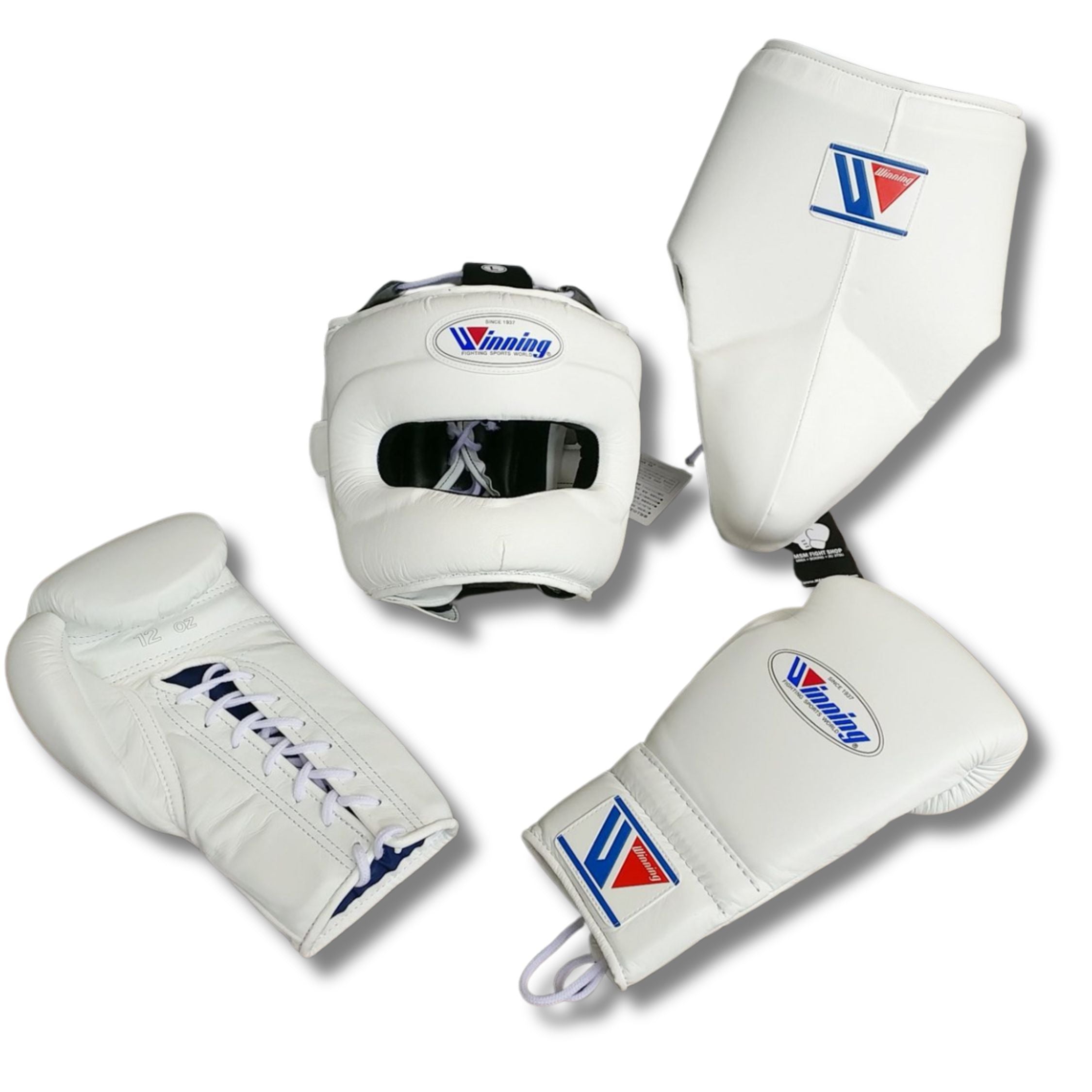 Winning boxing set White Leather