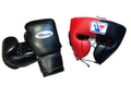Winning boxing set red black leather velcro gloves
