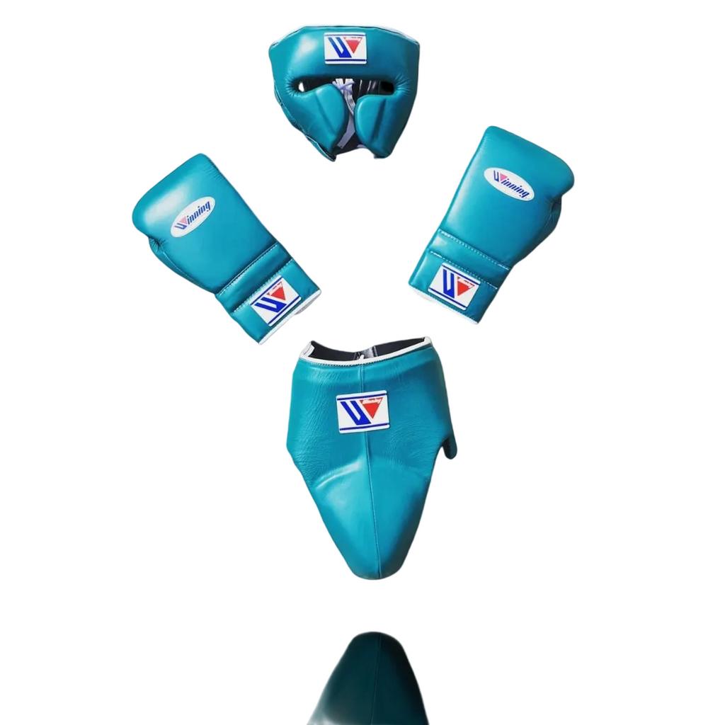 Winning boxing set teal green leather