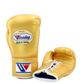 Winning training boxing gloves 16oz Gold Leather Lace up - Velcro